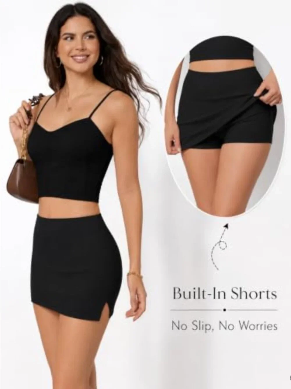 Women's Skort with Built-In Shorts 4-Way Stretch Y2K Mini Skirt